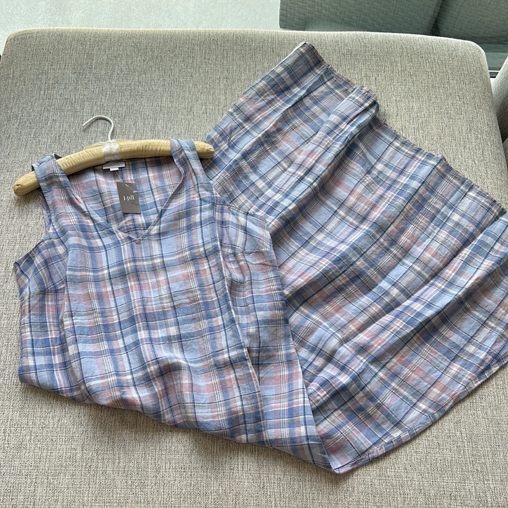 J.Jill love linen madras dress NWT Medium 100% linen